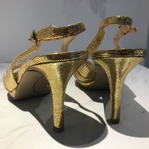 Nine West Gold Open Toe Heels 7.5